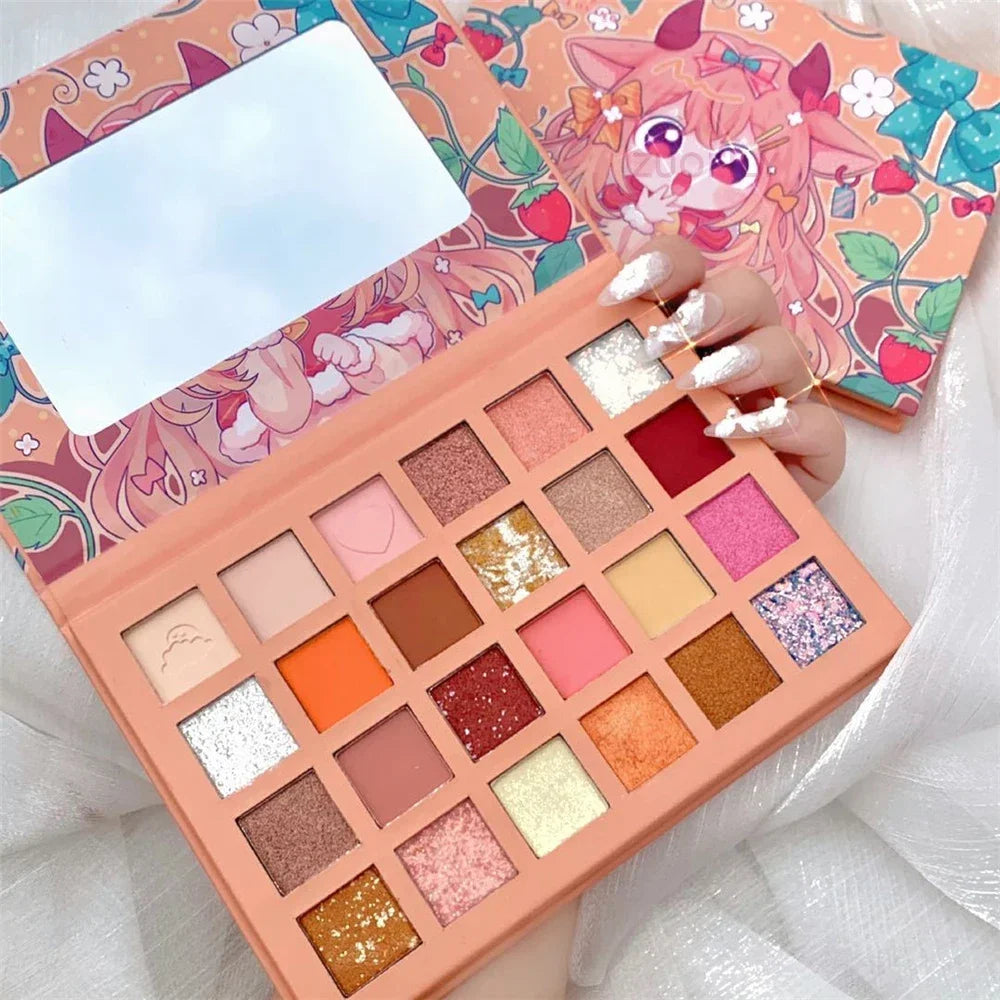 24 Colors Strawberry Girl Eyeshadow Palette Glitter Pearlescent Eyeshadow Waterproof Eye Pigment Plate Makeup Female Cosmetics HIP