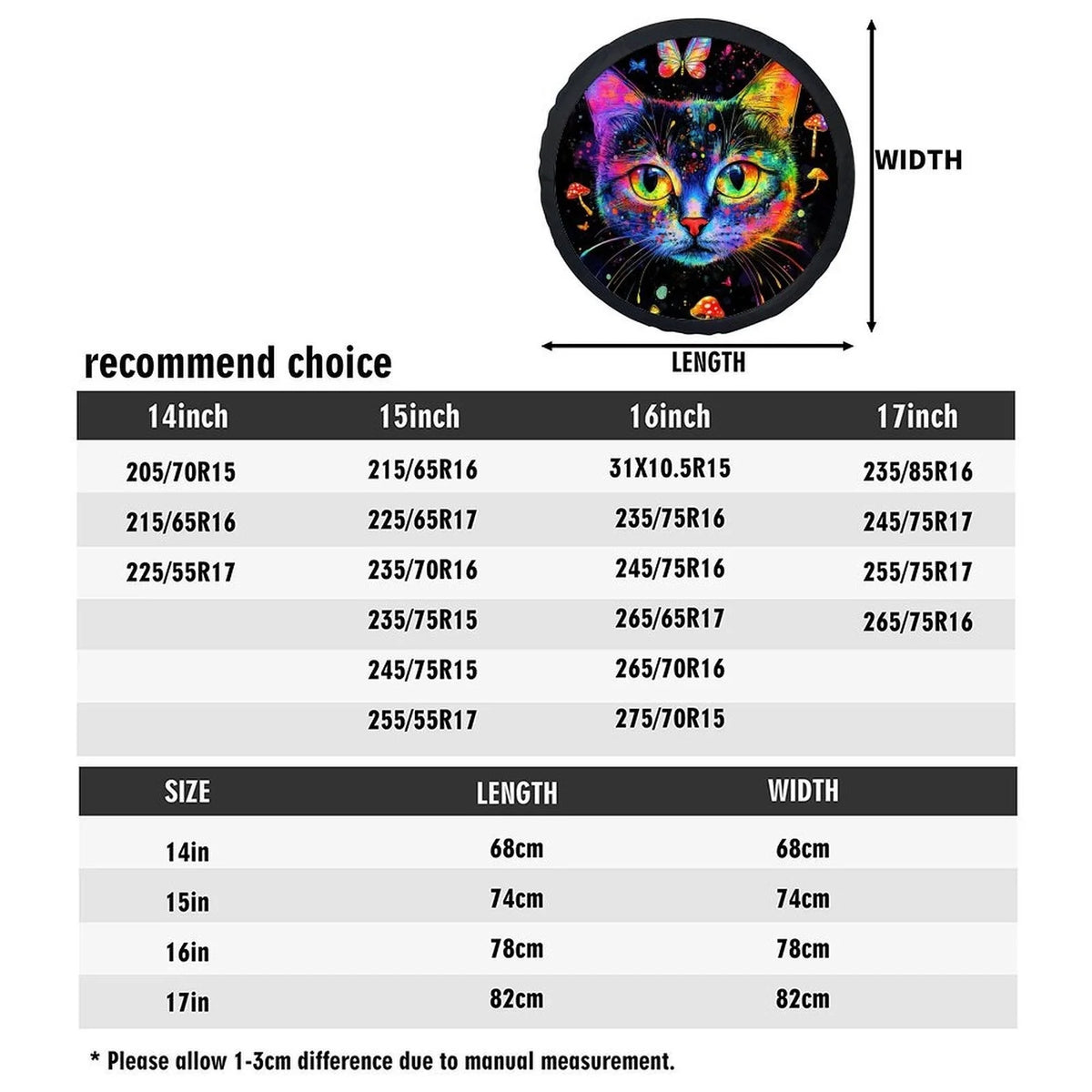 Rainbow Cat Spare Tire Cover – Colorful Wheel Protector Spare Tire Cover HIP