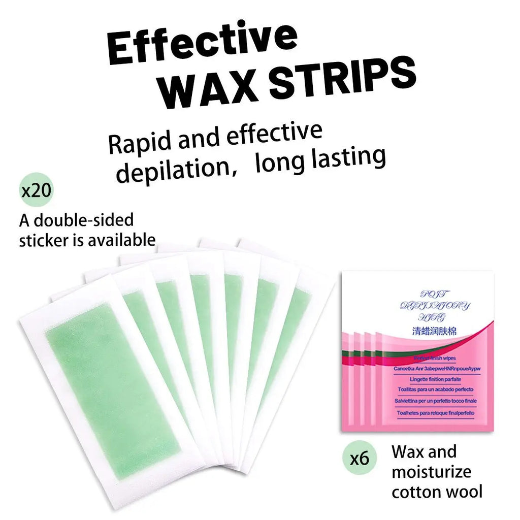 5pcs Rapid Effective Wax Strips for Hair Removal Double-Side Long Lasting Depilation Women Safe Paper For Legs/Bikini/Arm/Neck HIP