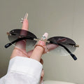 Rimless Oval Sunglasses Gradient UV400 Lens – Women & Men Oval Sunglasses HIP Style 6