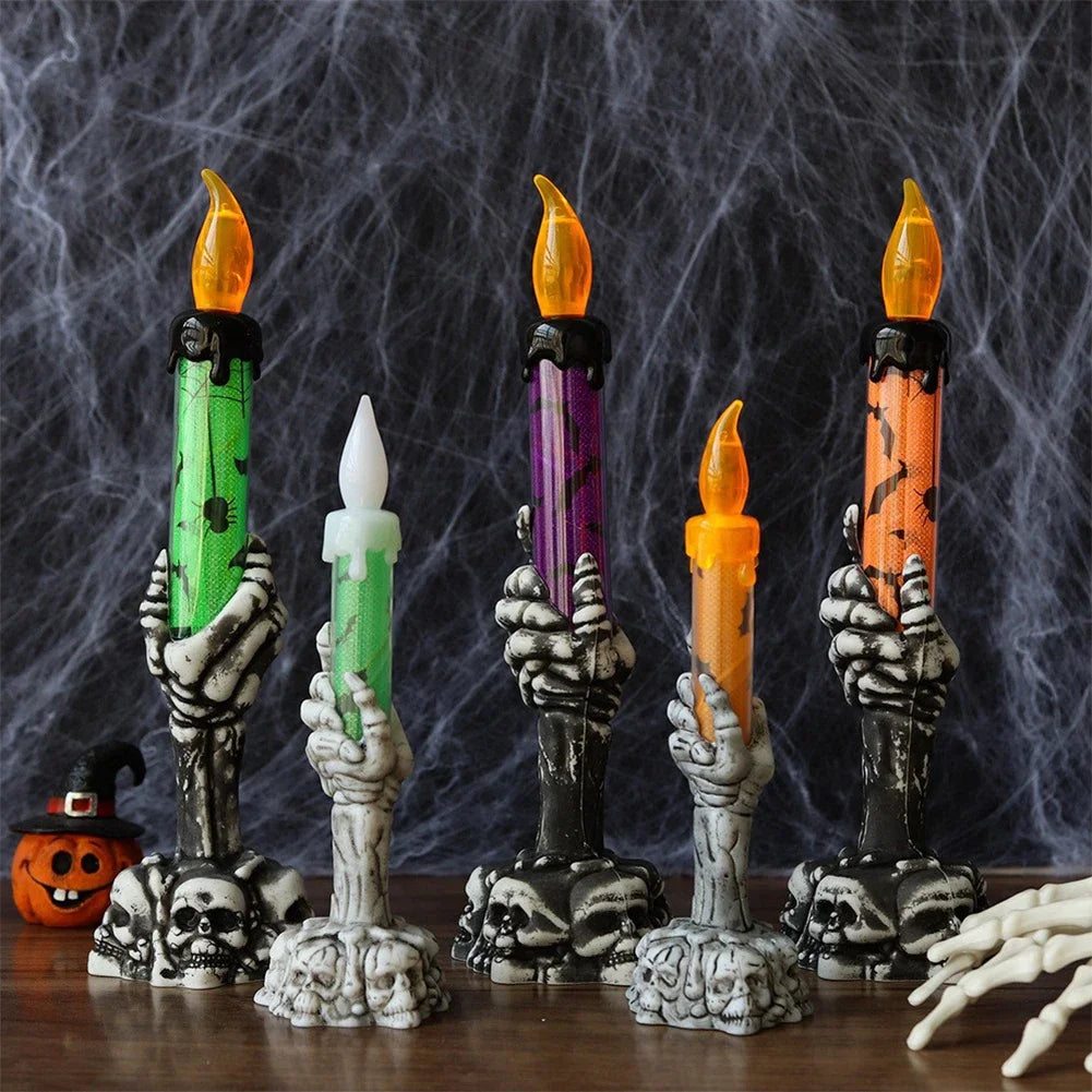 Halloween Glowing Candles Skeleton Ghost Hands LED Light Halloween Party Home Decoration Supplies Haunted House Party Home Decor HIP