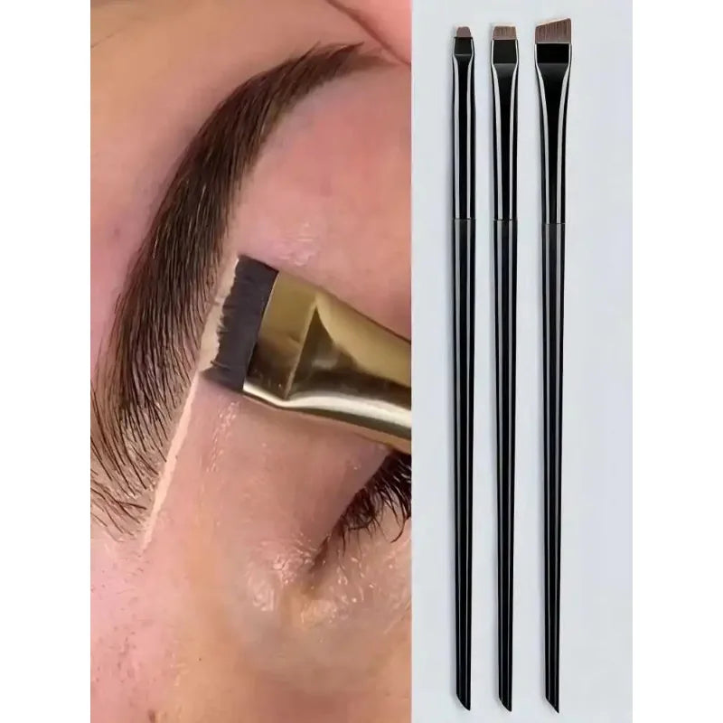 3-Piece Blade Eyeliner & Eyebrow Brush Set – Flat Fine Tip Eye Makeup Brush Set HIP