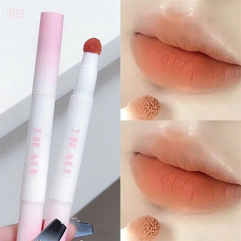 Lip Powder Cream Air Cushion Lips Cream Matte Brick Red Lip Glaze Mud Lipstick Pen Non-Stick Cup Female Lip Tint Korean Makeup HIP 01