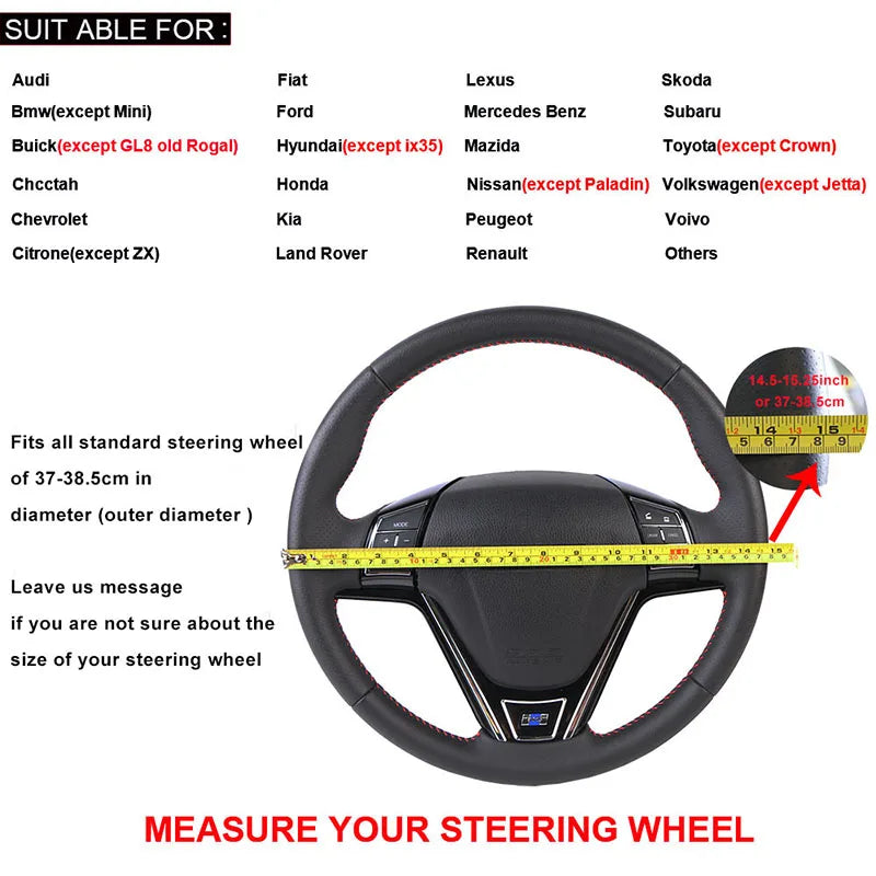 Suede Steering Wheel Cover | DIY Hand Sewing 38cm Universal Steering Wheel Cover HIP