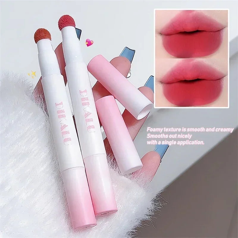 Lip Powder Cream Air Cushion Lips Cream Matte Brick Red Lip Glaze Mud Lipstick Pen Non-Stick Cup Female Lip Tint Korean Makeup HIP