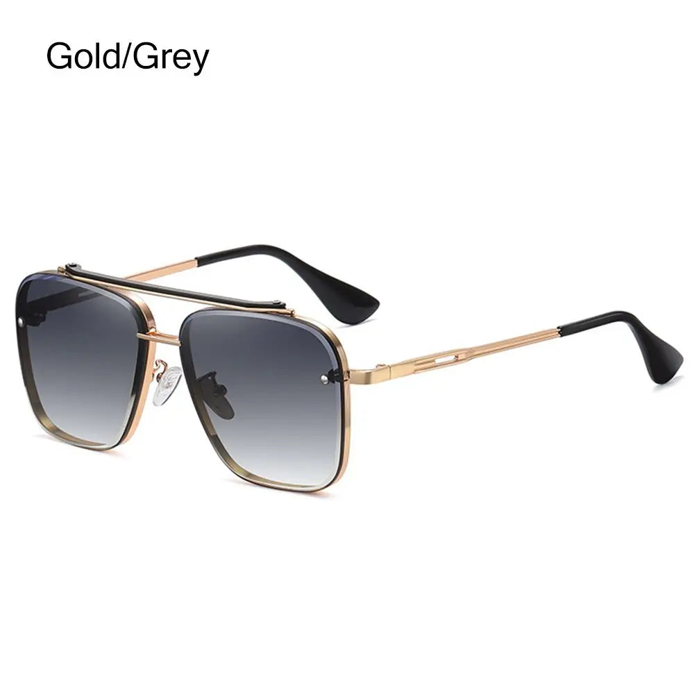 Metal Frame UV400 Sunglasses – Unisex Punk Driving Shades Fashion Sunglasses HIP Gold Grey