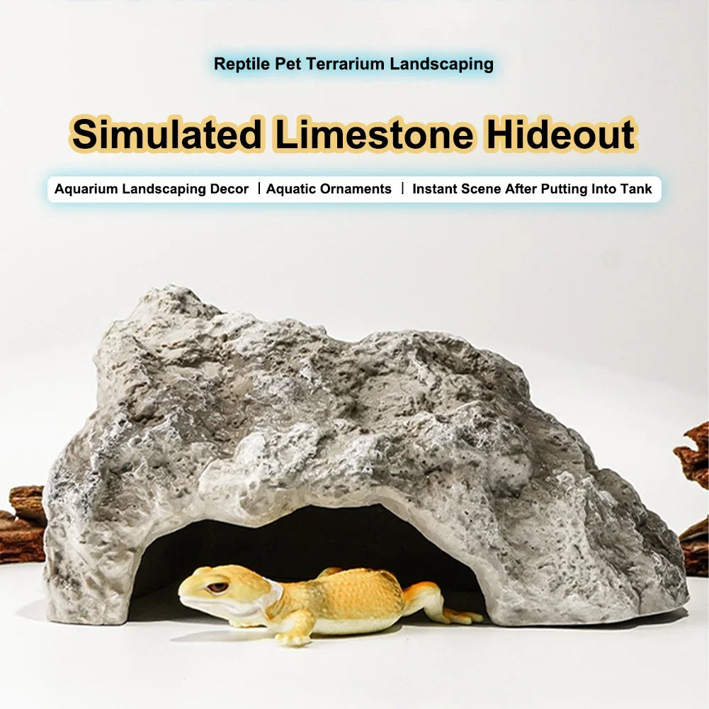 Lizard House Terrarium Resin Fake Rock Bearded Dragon Cave Landscape Basking Area Aquarium Decor Reptile Hiding Caves HIP