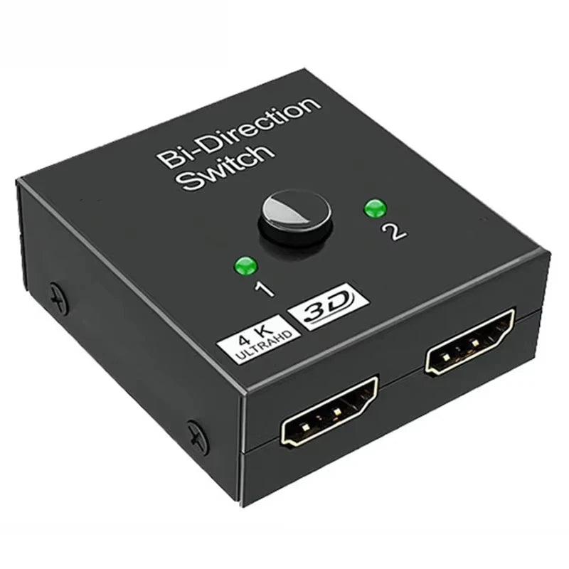 Bidirectional HDMI Splitter 2-in-1 Out 4K Switch Adapter HDMI Splitter Switch HIP black