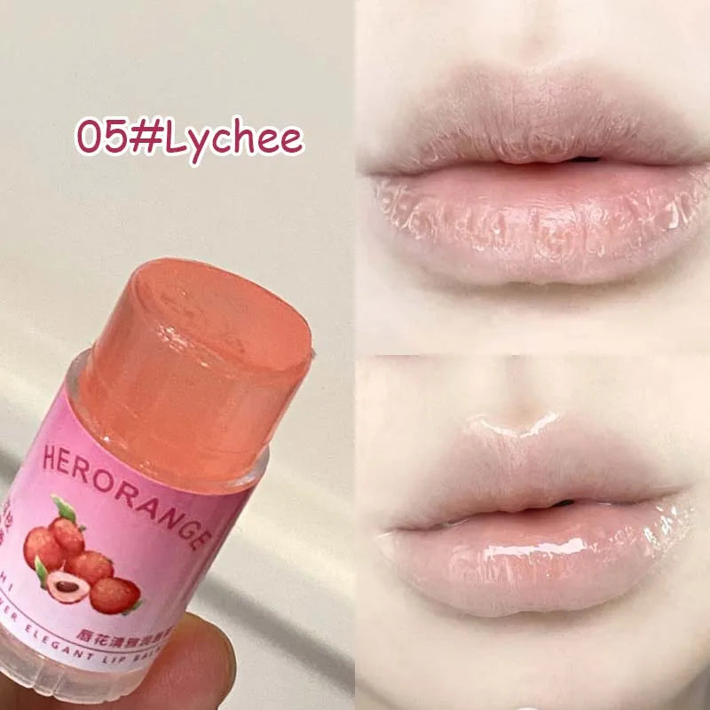12 Flavors Fruit Flower Moisturizing Hydrating Base Lip Balm Fade Fine Lines Mini Lip Care Daily Care Balm for Women and Men HIP 05