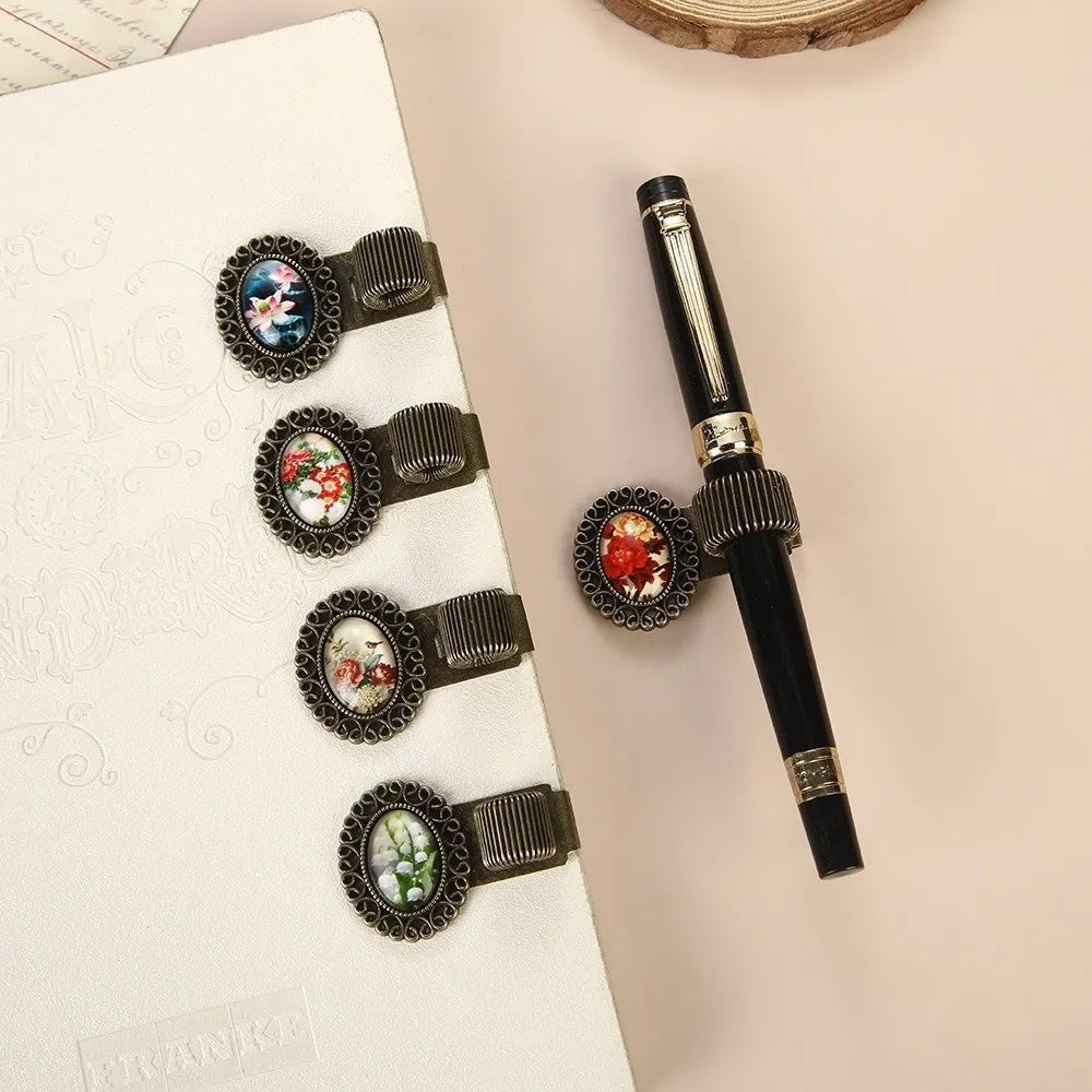 Vintage Zinc Alloy Elastic Pen Clip Holder for Journals Pen Clip Holder HIP