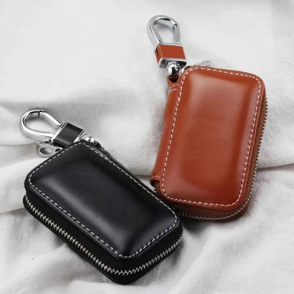 Leather Key Wallet Pouch – Zipper Key Holder for Men & Women Leather Key Wallet HIP