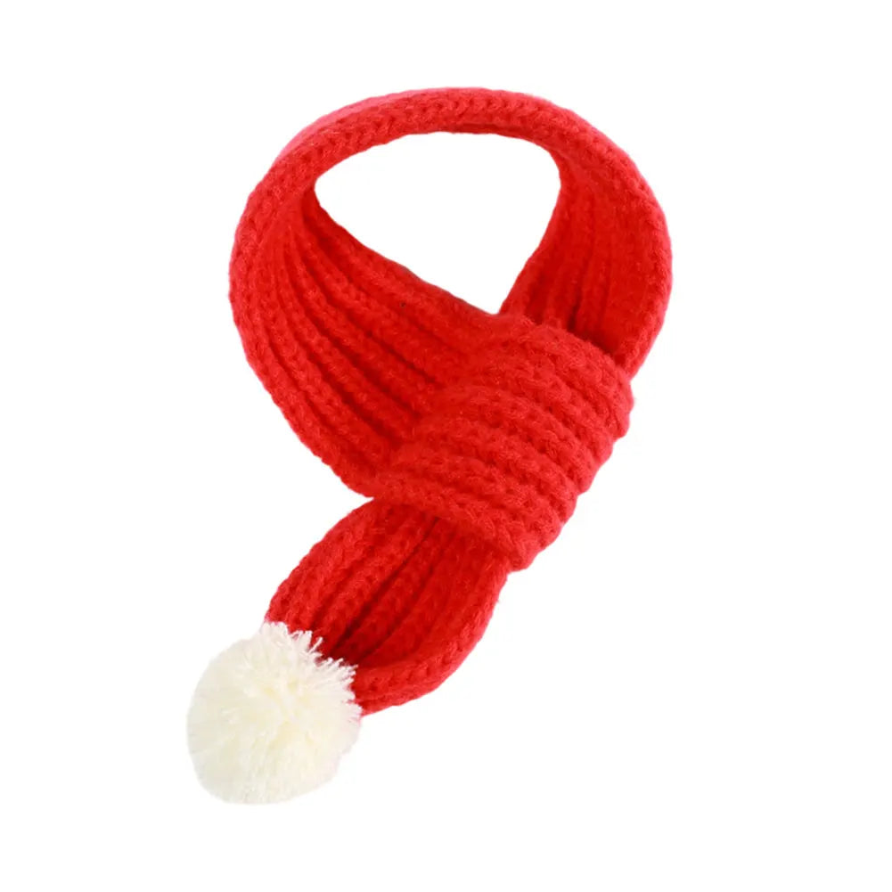 Winter Warm Knitted Pet Scarf Christmas Dog Scarf Universal Collar New Year Pet Scarf for Small Medium Dog Teddy Chihuahua HIP Red M