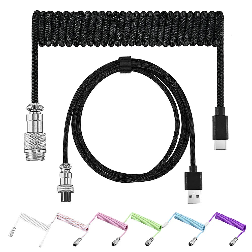 OULLX Mechanical Keyboard Coiled Cable USB & Type-C Aviator Keyboard Coiled Cable HIP