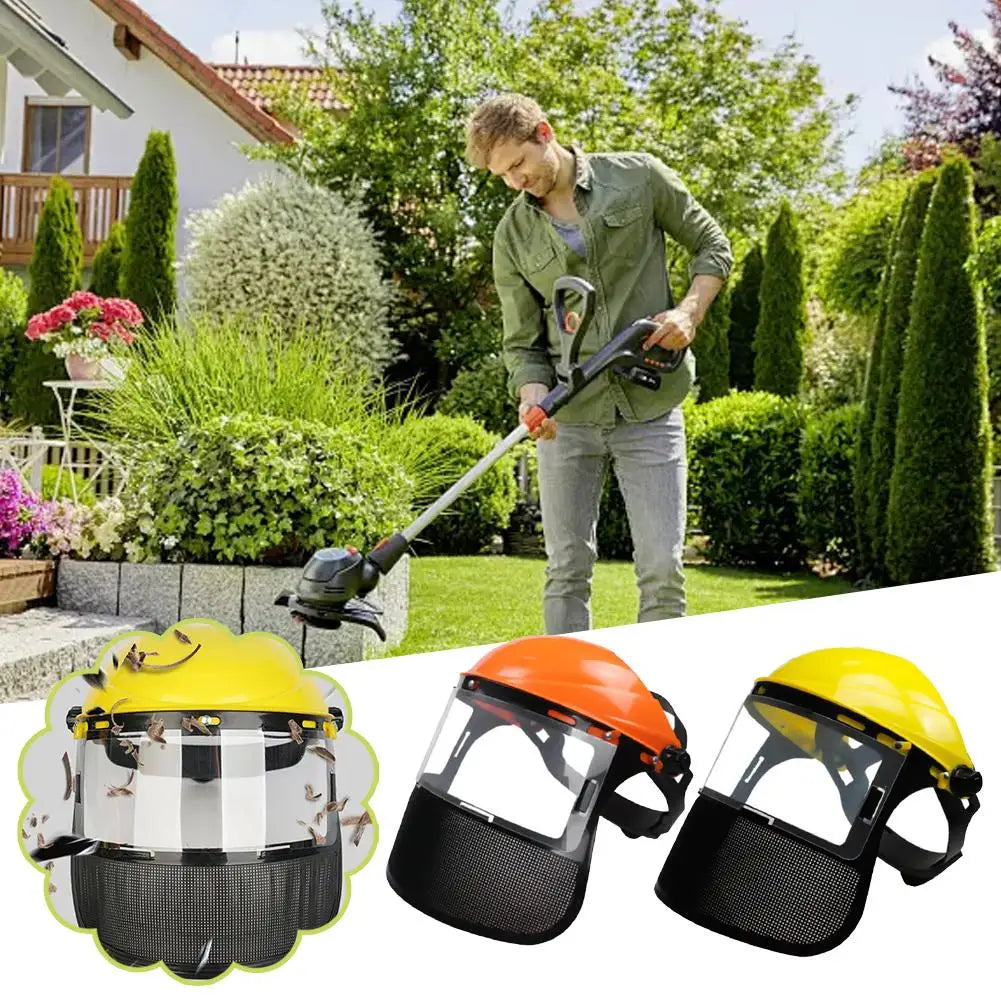 Garden Grass Trimmer Safety Helmet Hat with Full Face Mesh Protective Mask for Logging Brush Cutter Forestry Protection Tool HIP