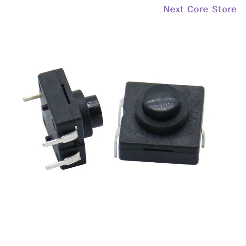 10-Pack 12x12mm Self-Locking Button Switch – 3-Pin 2-ON/1-OFF Electronic Switch HIP