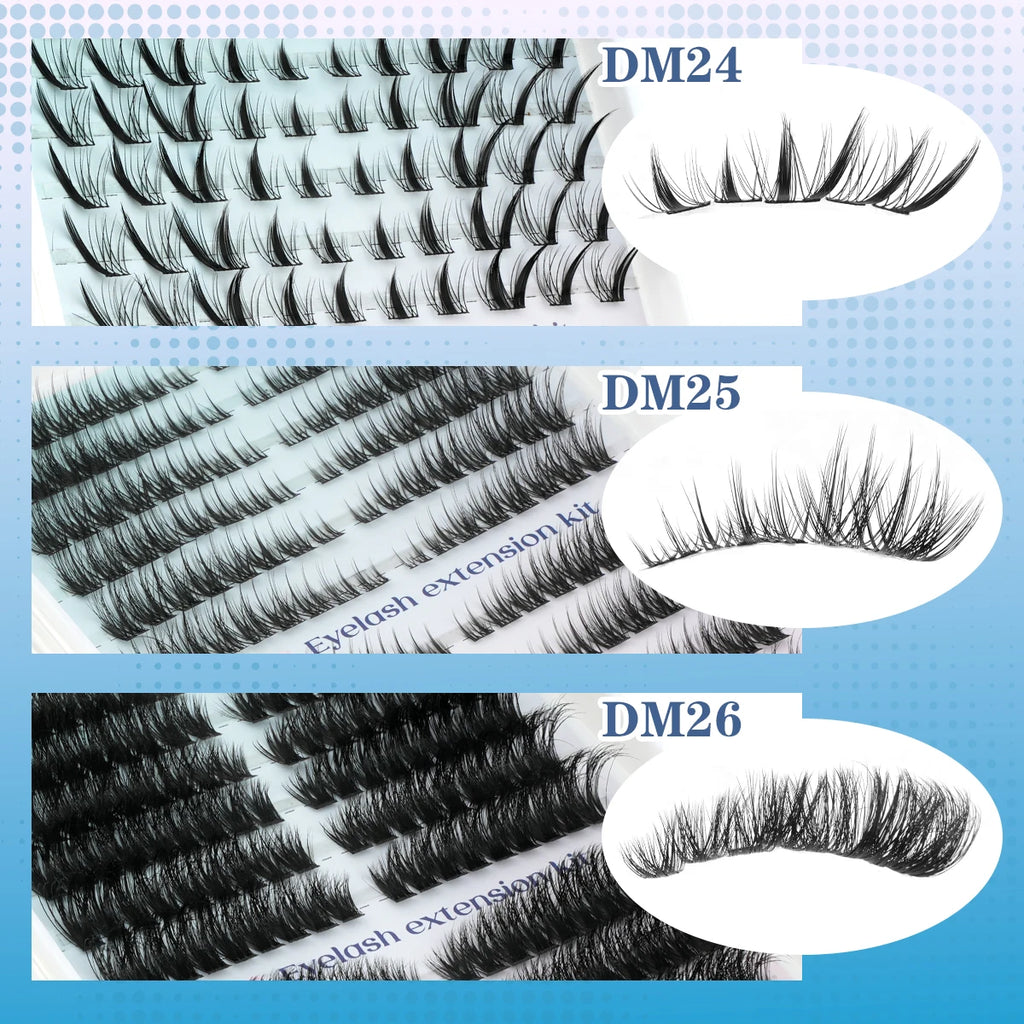 YSDO Clusters Kit Manga Lashes Fluffy 3D Mink Faux Cluster Lashes Set Lashes Extension with Remove Mascara Bond and Seal Kit HIP