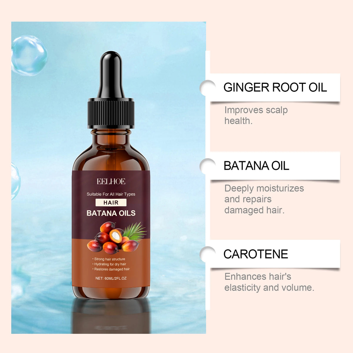 Batana & Rosemary Hair Oil Serum – Frizz Control, 60ml Hair Oil Serum HIP