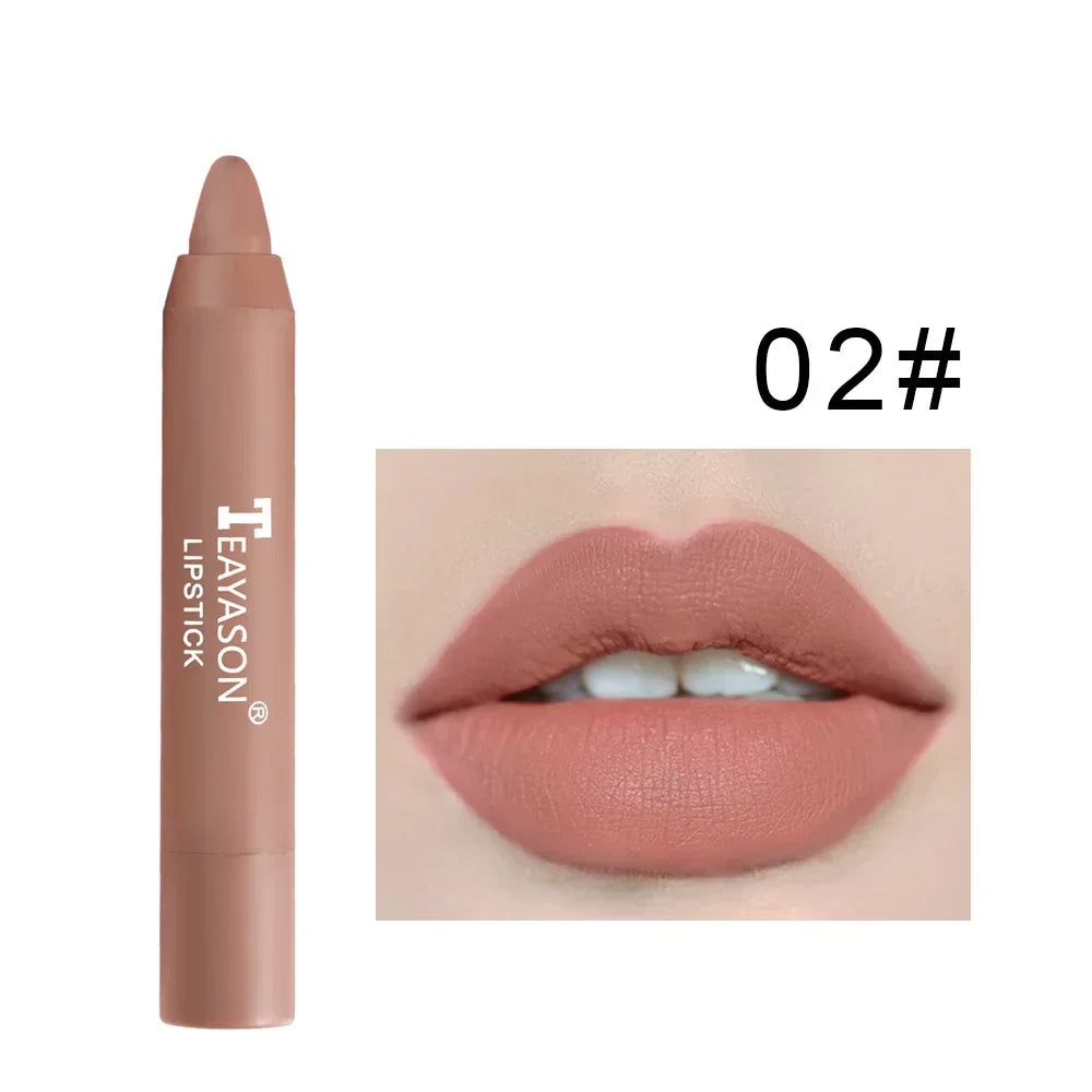 12 Colors Velvet Matte Lipsticks Pencil Waterproof Long Lasting Sexy Red Lip Stick on-Stick Cup Makeup Lip Tint Pen HIP 02