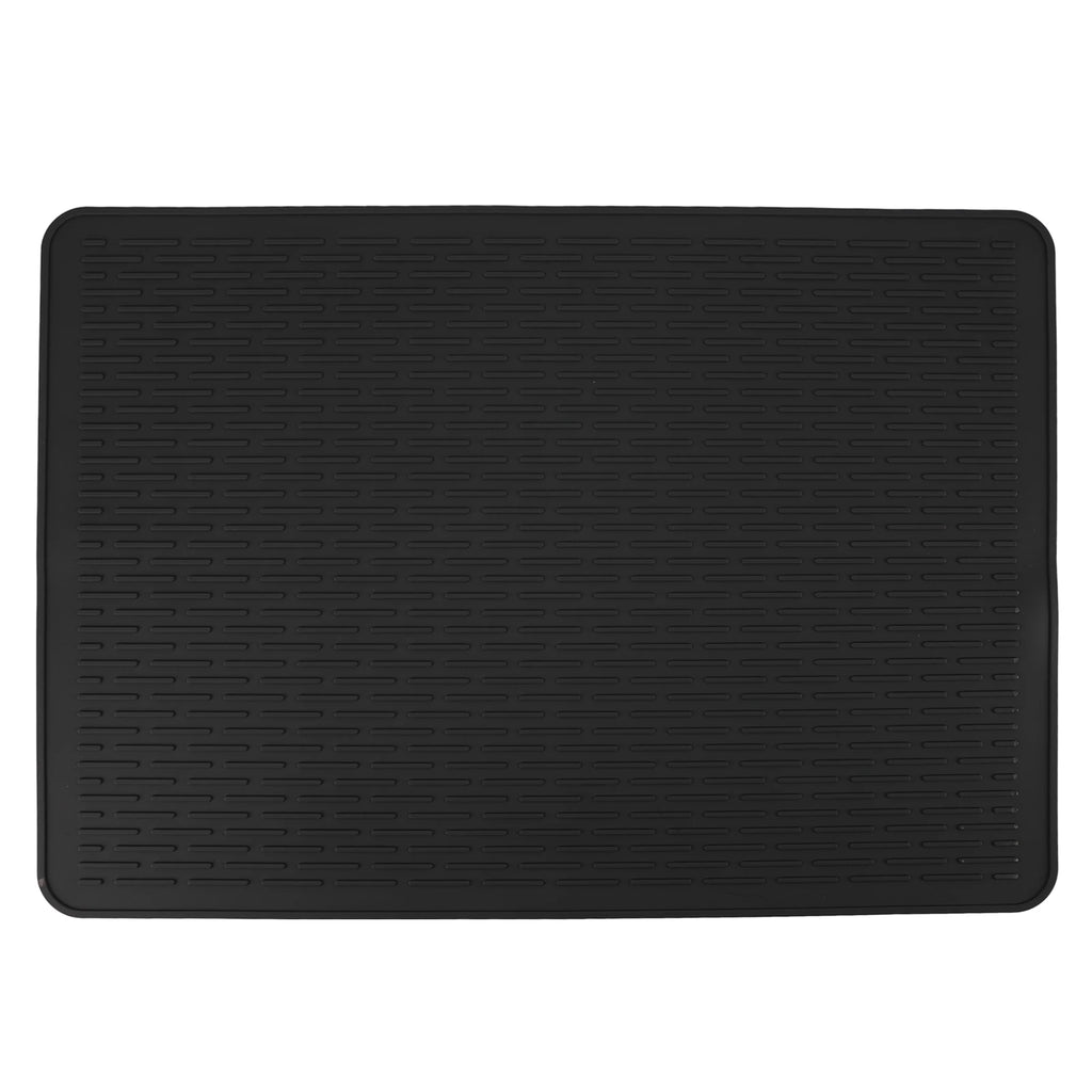 Kitchen Hot Pot Mat Raised Line Heat Resistant Tabletop Anti Slip Silicone Kitchen Counter Drain Pad for Stovetop HIP Black