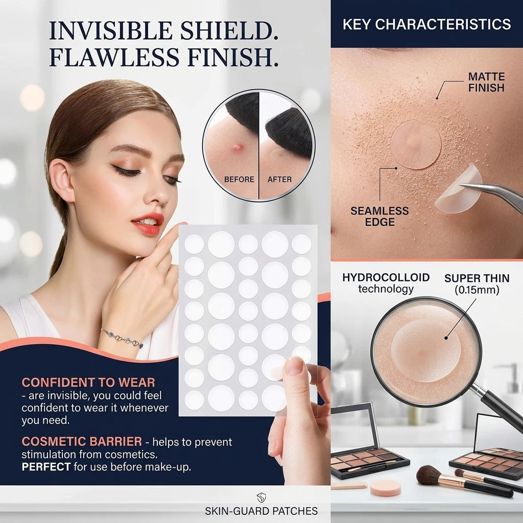 Hydrocolloid Acne Patch Waterproof Acne Removing PU Film Face Printing Spots Marks Invisible Acne Cleansing Patch HIP