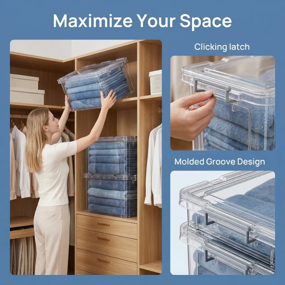 Clear Storage Bins with Lids & Latches – BPA-Free Organizer Storage Bins HIP