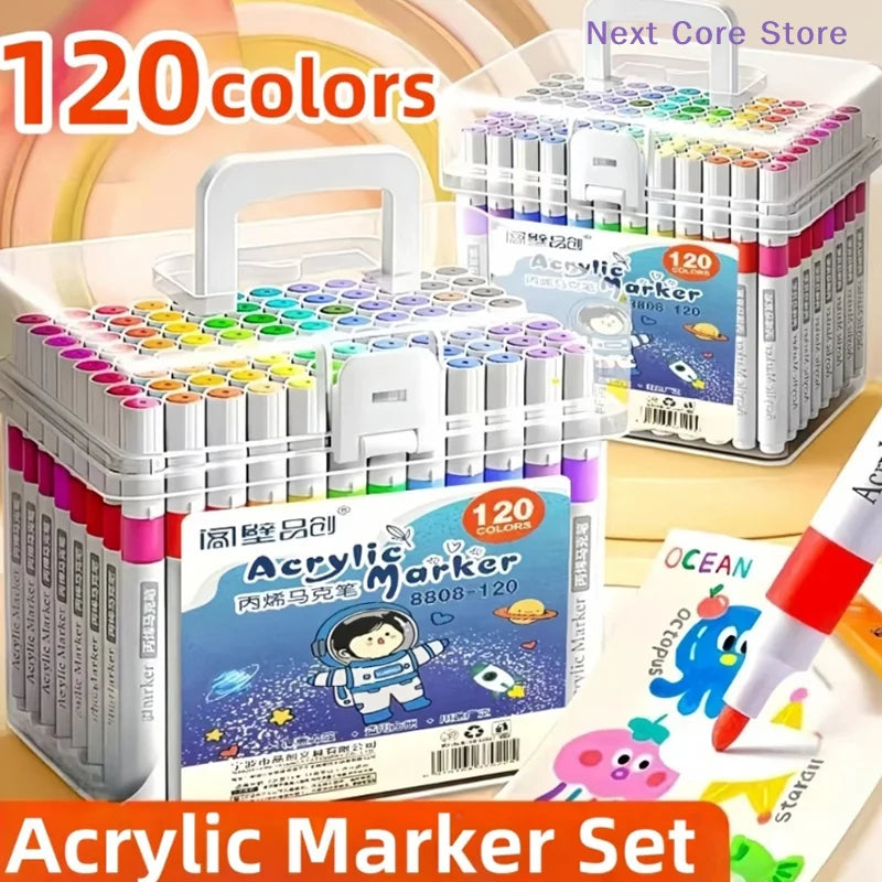 Fine-Point Acrylic Marker Set | 12–120 Colors, Washable Ink Acrylic Marker Set HIP