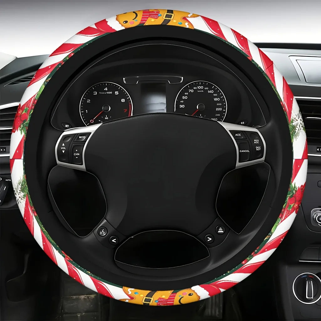 Christmas Gingerbread Man Steering Wheel Cover | Dark Green Steering Wheel Cover HIP