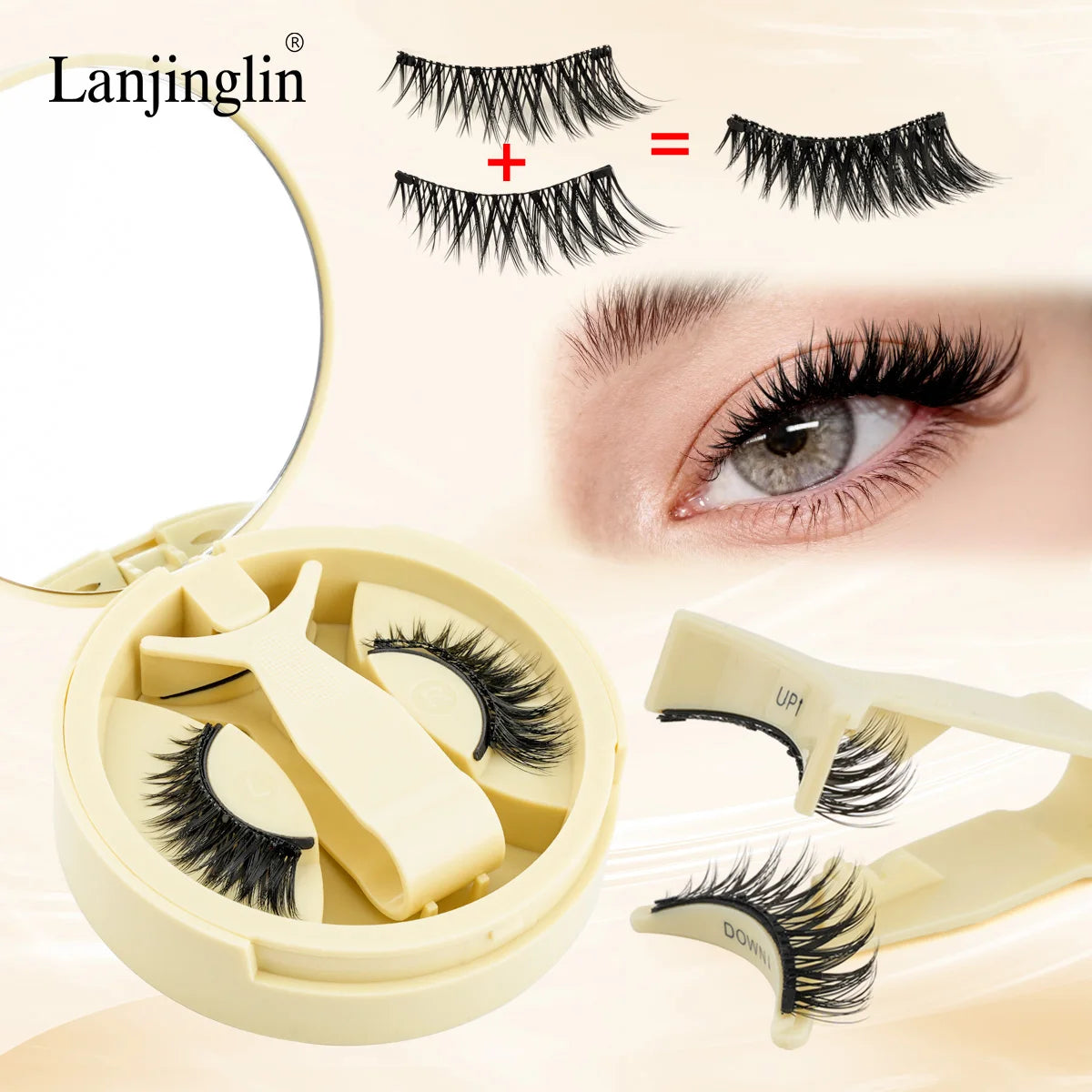 1 Pair Reusable Magnetic Eyelashes 3D Mink Lashes Long-Lasting No Glue Needed False Eyelashes and Magnetic Tweezers Set HIP