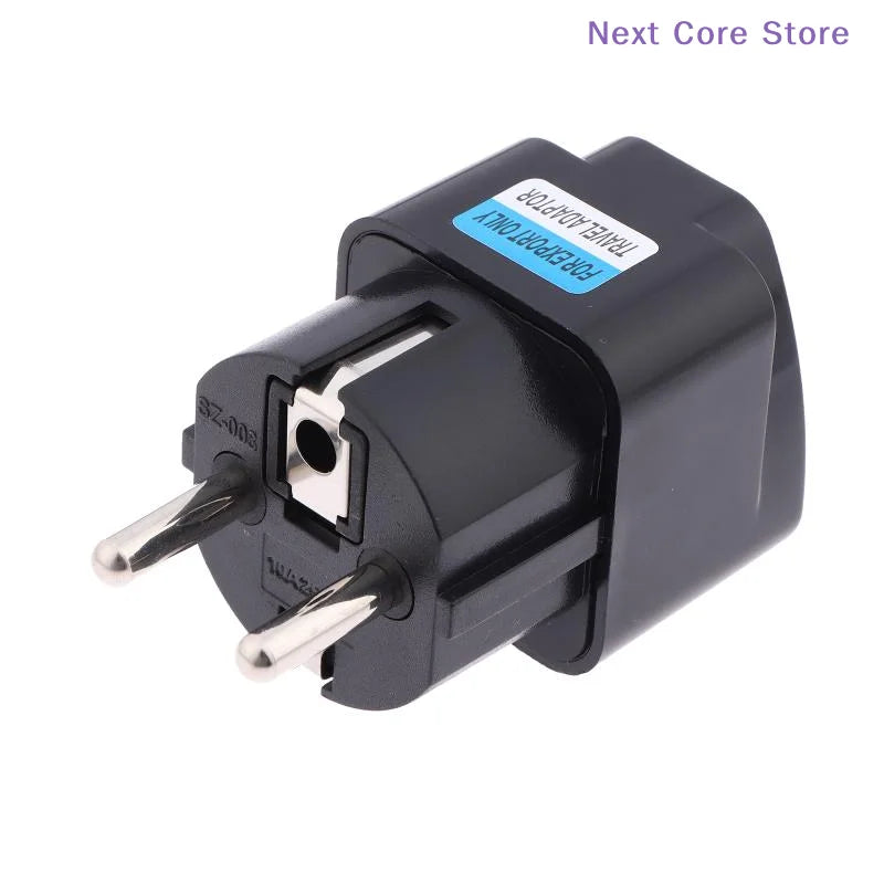 2-in-1 Universal Travel Plug Adapter Type E/F – EU Black Travel Plug Adapter HIP