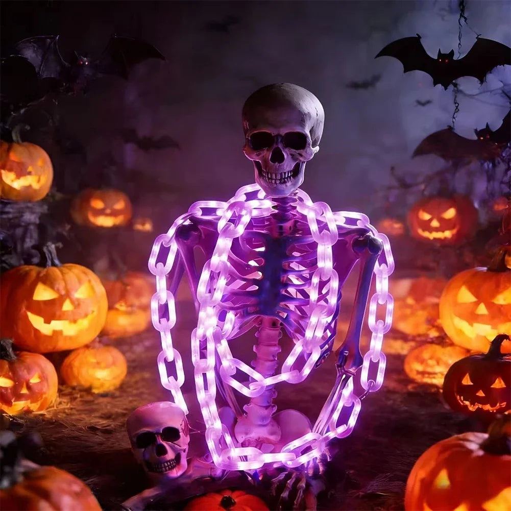 8 Modes Indoor Waterproof Skull LED Chain Light Battery Powered Spooky Halloween String Lights for Party Decor HIP
