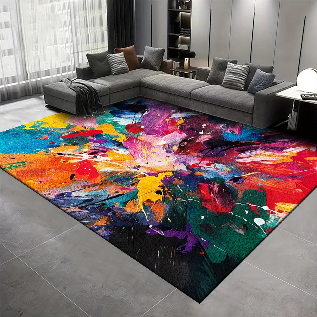 Modern Abstract Paint Splatter Area Rug – Non-Slip Washable Abstract Area Rug HIP
