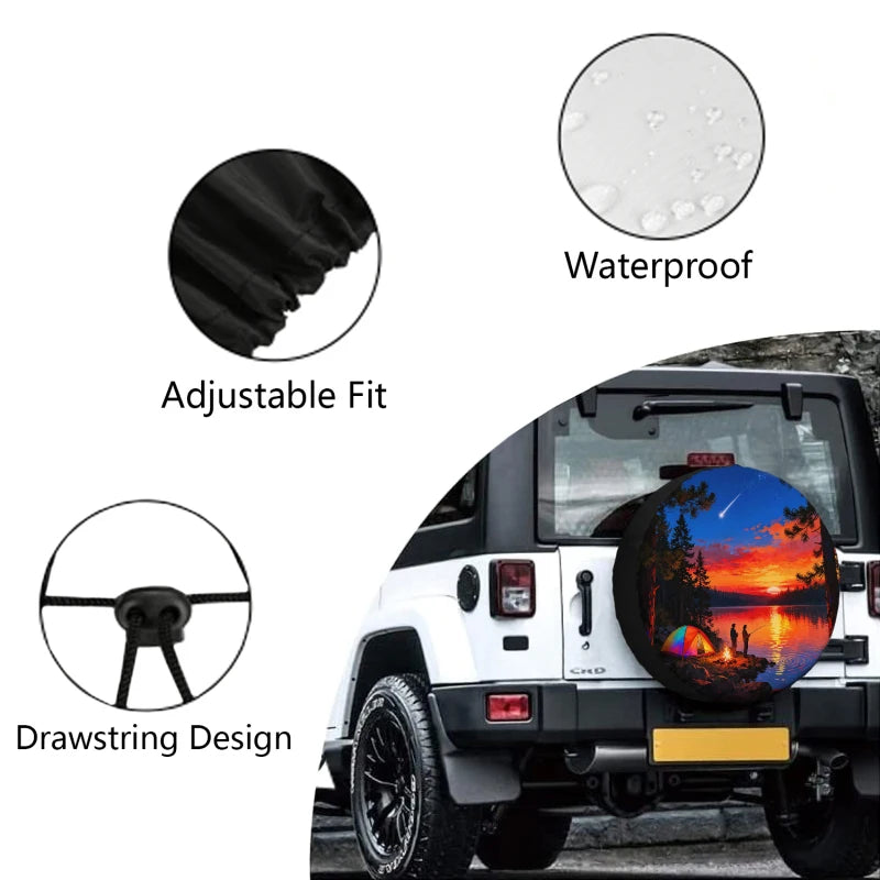 Sunset Lake Fishing Tent Spare Tire Cover – RV, SUV & Trailer Spare Tire Cover HIP