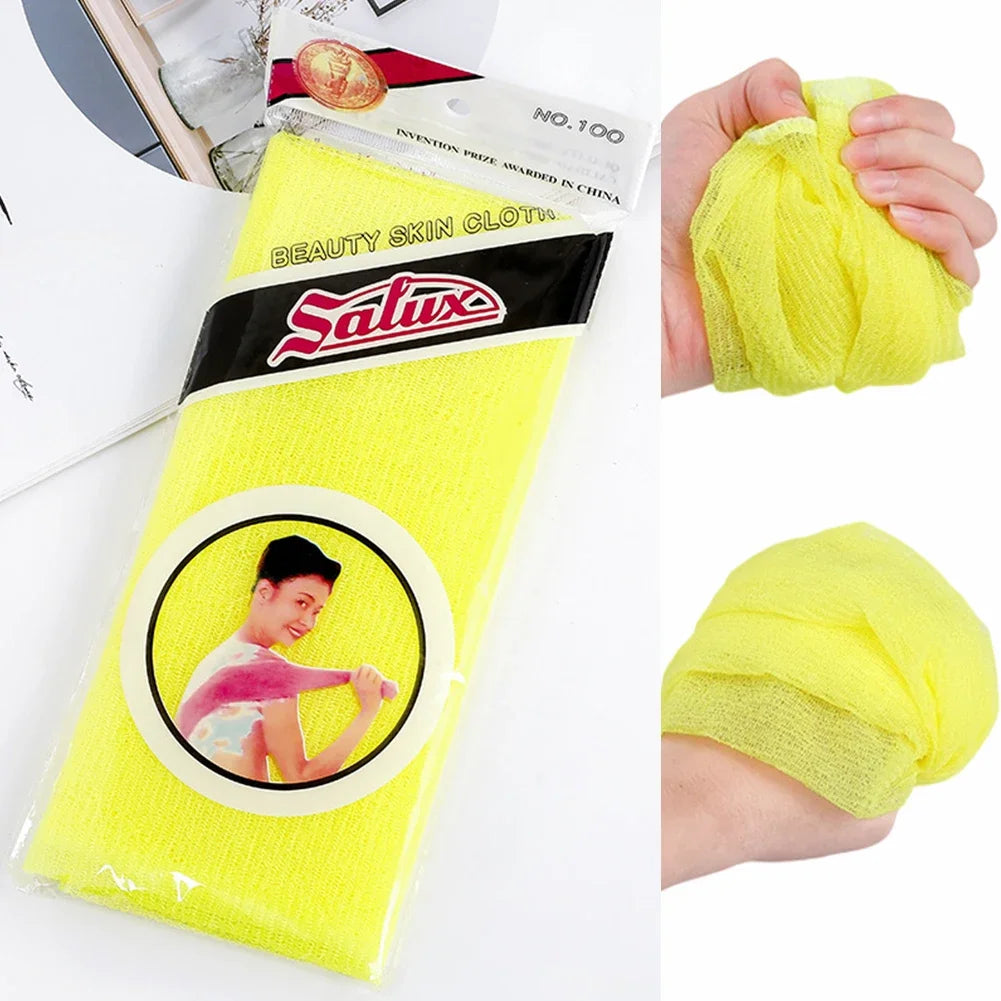 Long Strip Nylon Bath Towel Back Rubbing Strip Bathing Foaming Exfoliating Scrub Towel for Removing Dead Skin HIP