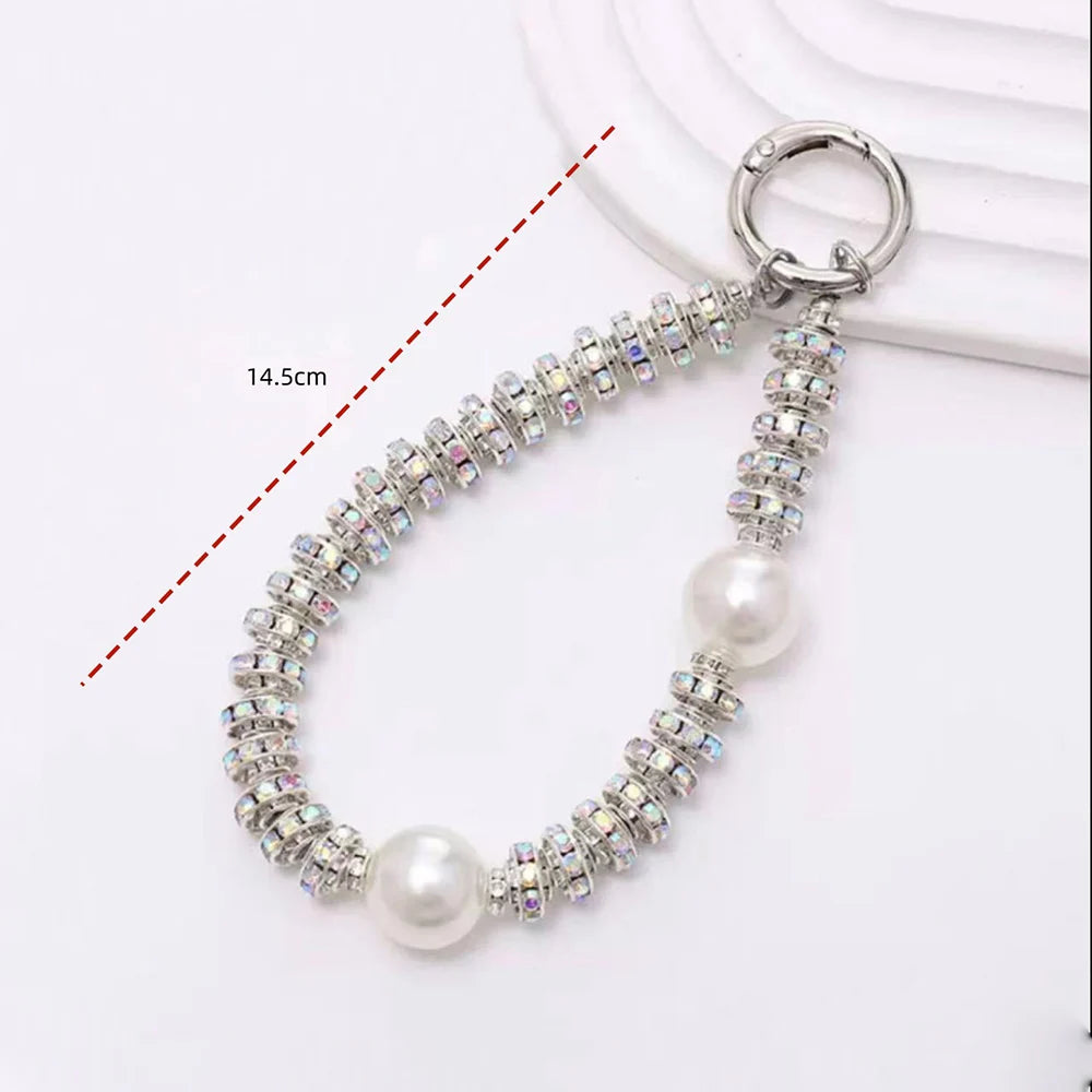 Crystal Pearl Rhinestone Phone Charm Bracelet Wrist Strap Lanyard Phone Charm Bracelet HIP