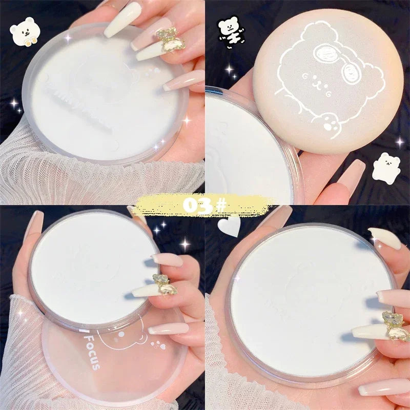 Pressed Powder Transparent White Brighten Oil Control Concealer Lasting Natural Face Makeup Setting Powder Waterproof Cosmetic HIP 03