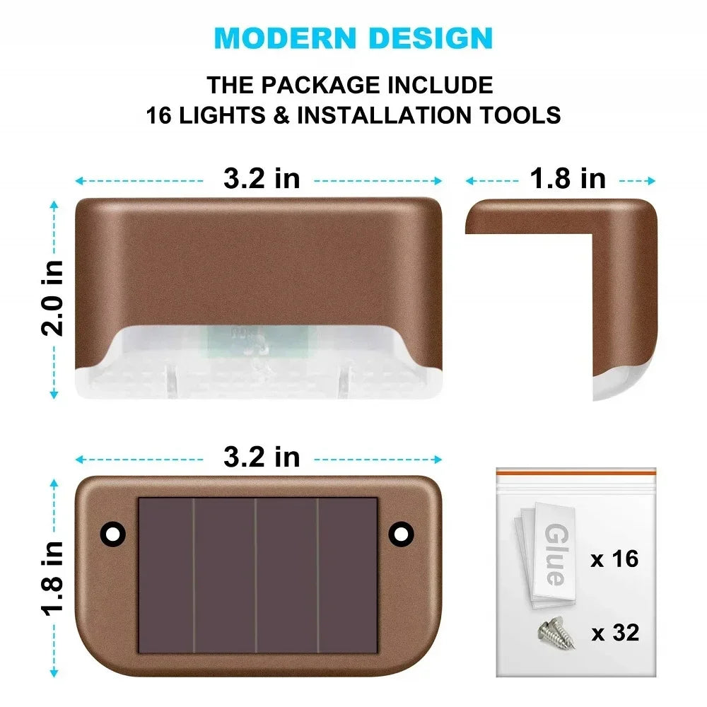 Waterproof LED Solar Deck Lights Street Wall Lamp Outdoor Fence Post Solar Light For Garden Courtyard Patio Stairs Pool Decor HIP