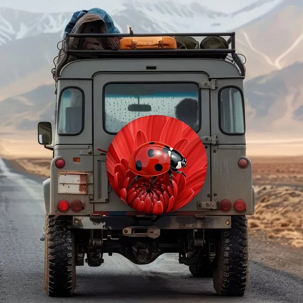 Ladybug Spare Tire Cover – Polyester Universal Fit for Jeep Spare Tire Cover HIP