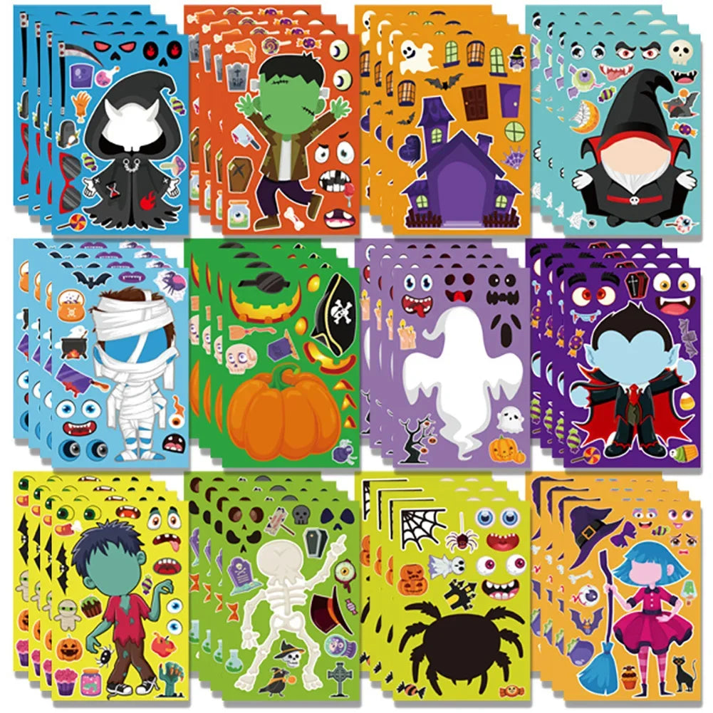 Halloween24 pcsSheets Halloween Decor Halloween Face Stickers Halloween Party Games Halloween Party Toddlers Halloween Sticker HIP