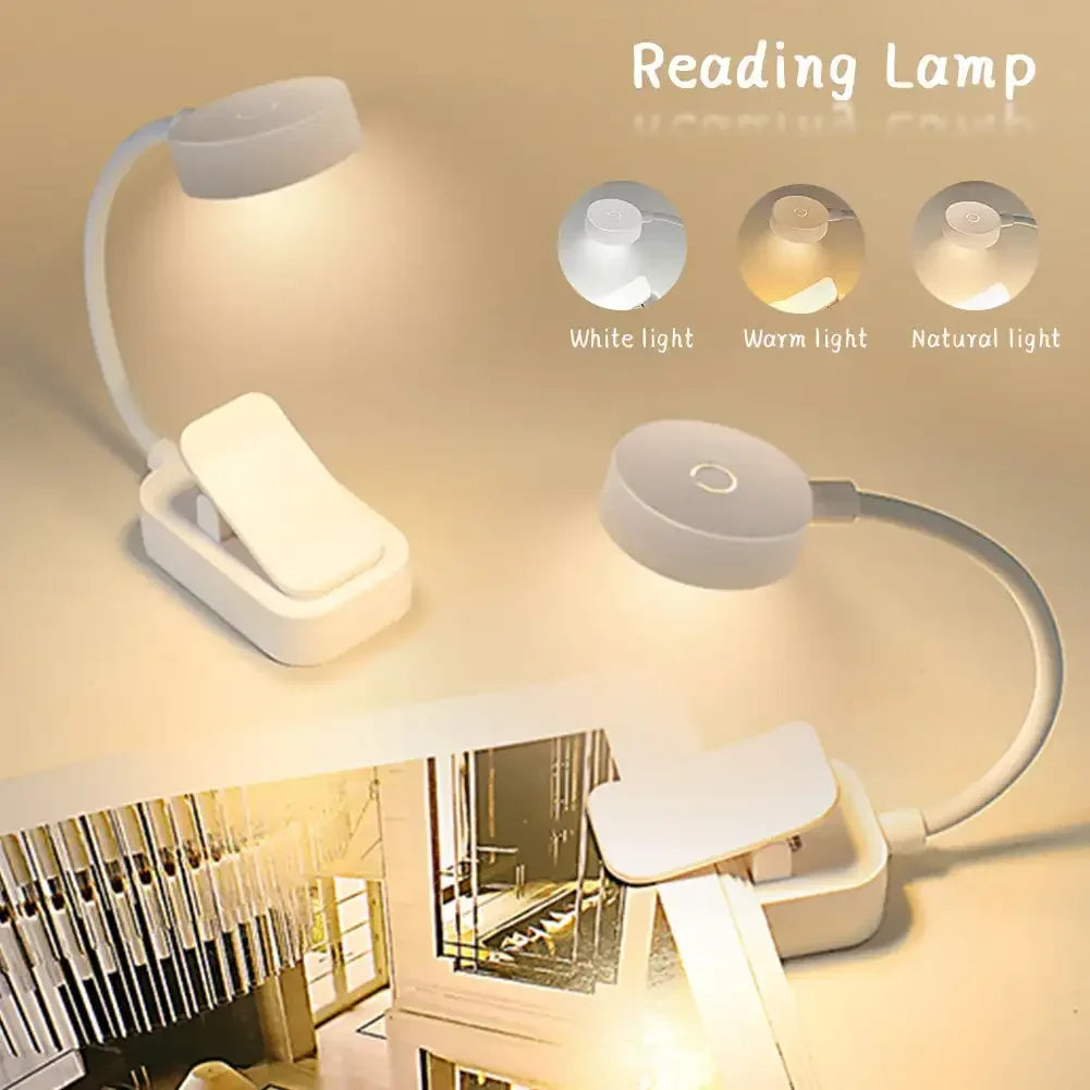 Mini Clip Book Lamp LED Table Lamp Eye Protection 3 Colors Battery Powered USB Night Light Portable Bedside Student Reading Lamp HIP