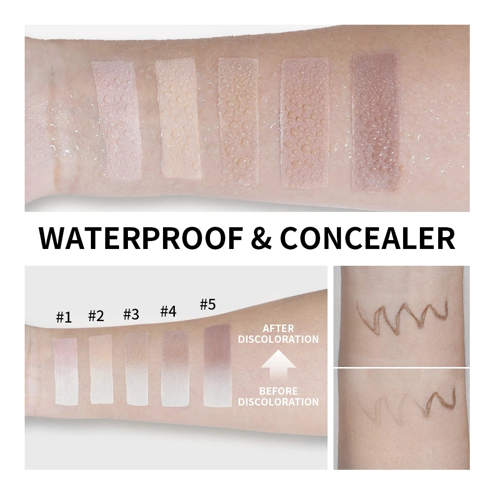 Lakerain Color Changing Foundation Stick Full Coverage Matte Finish Dual-Ended Brush & Stick Waterproof Smooth Foundation Makeup HIP