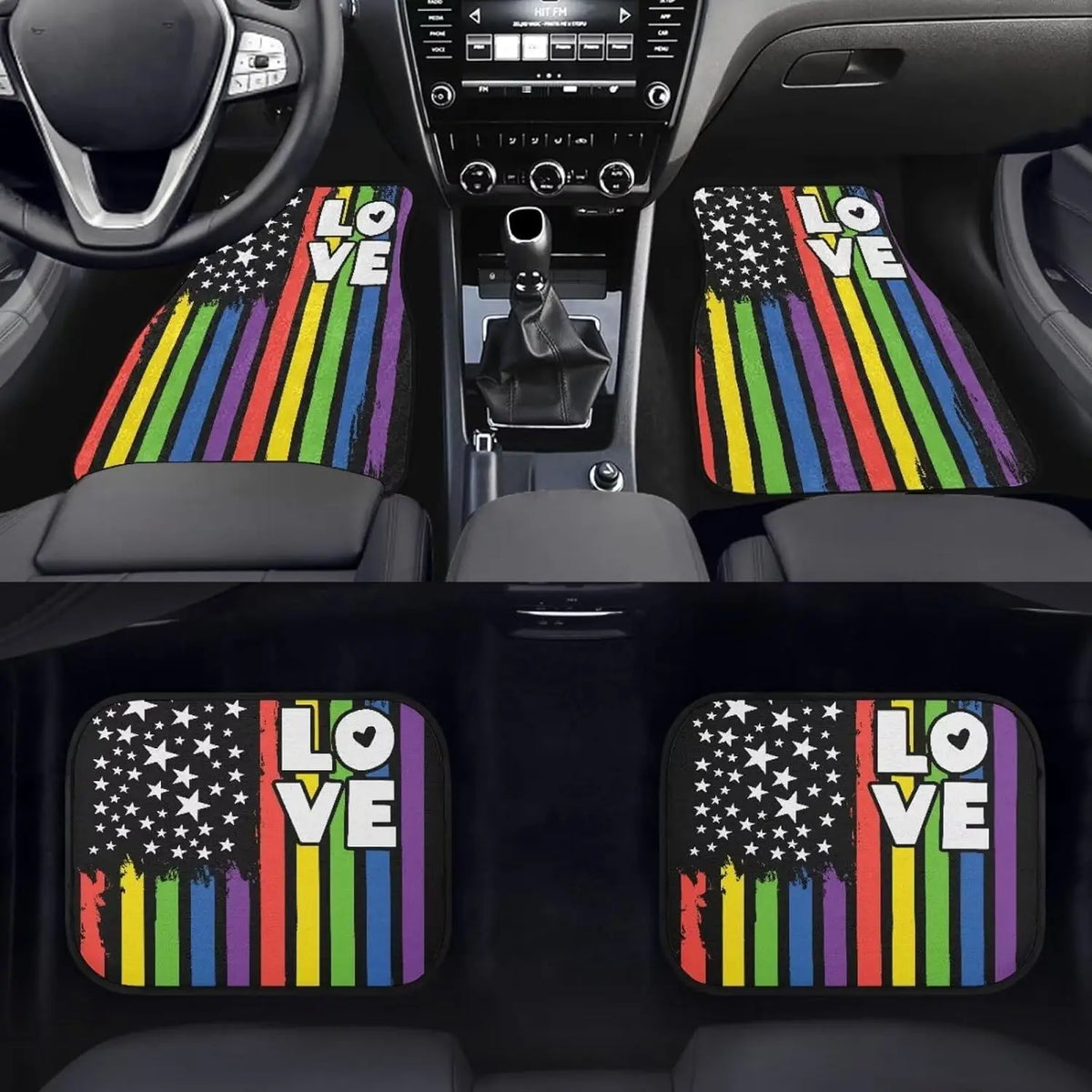 Rainbow Pride Car Floor Mats – 4-Piece Anti-Slip Set Car Floor Mats HIP