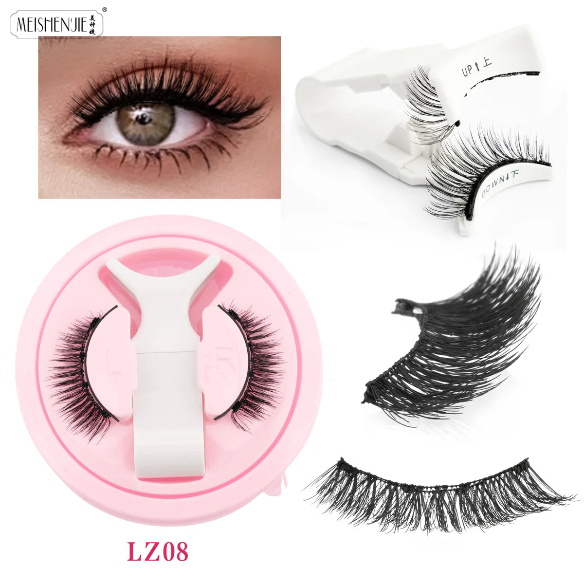 MEISHENJIE 1 Pair Magnetic Eyelashes Set Natural Mink Lashes Handmade Reusable Magnetic Eyelash Tweezers Kit Lash Makeup HIP LZ08