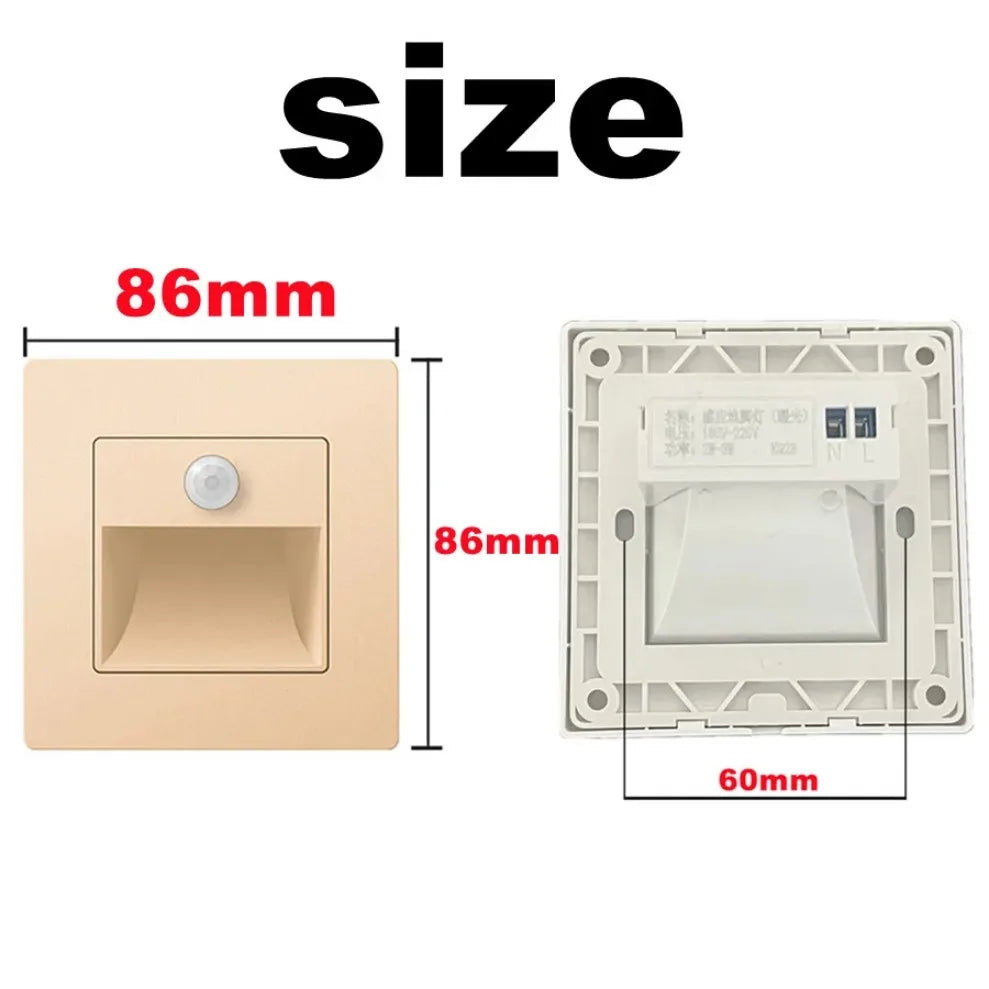 Recessed LED Wall Lamp PIR Motion Sensor Stair Step Night Light LED Step Wall Lamp HIP