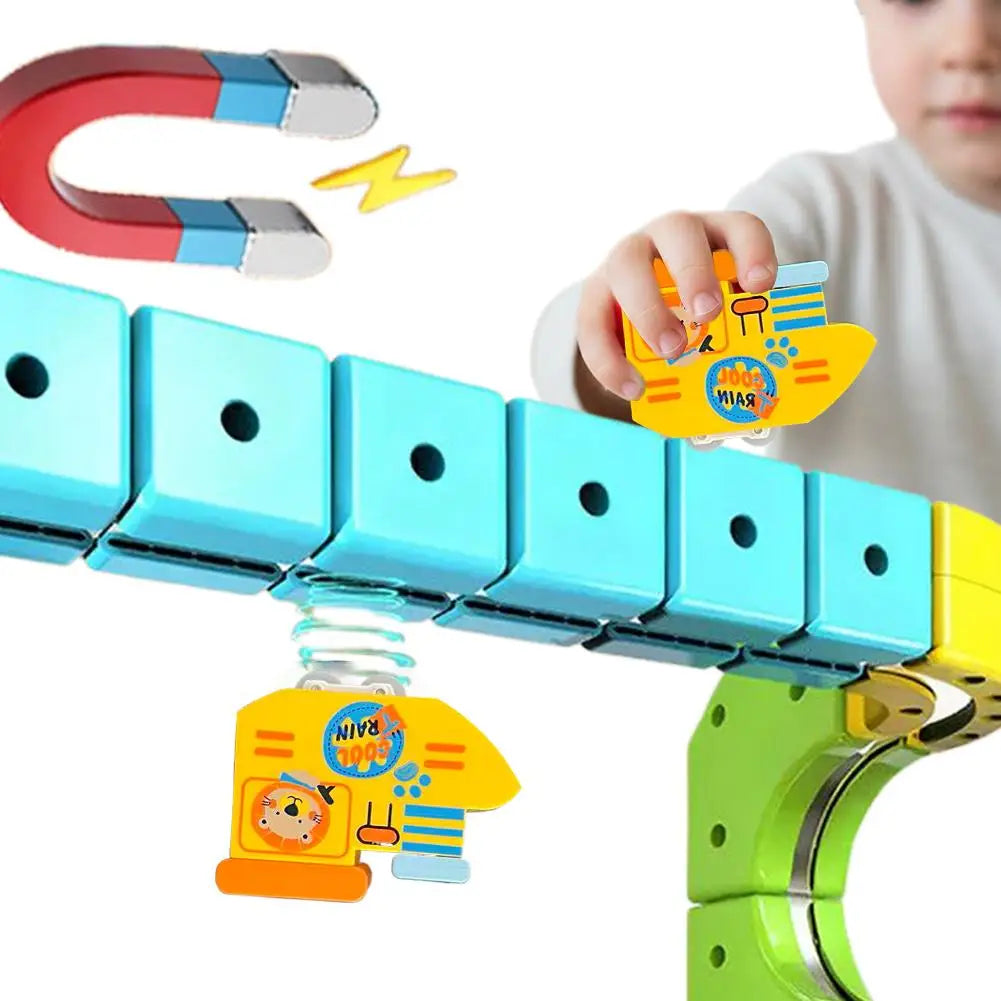 Magnetic Track Car Toy for Kids DIY Building Blocks Magic Railway Set STEM Educational Electric Train Racing Toy Boys Gift HIP