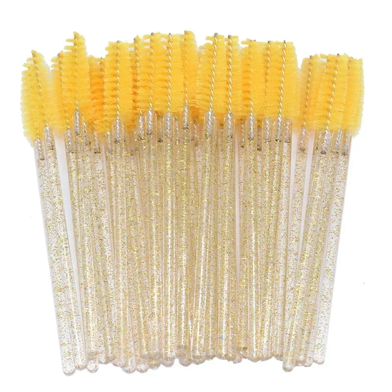 300 Disposable Spoolie Wands – Nylon Bristle Lash & Brow Disposable Spoolie Wands HIP C502-Yellow 300pcs