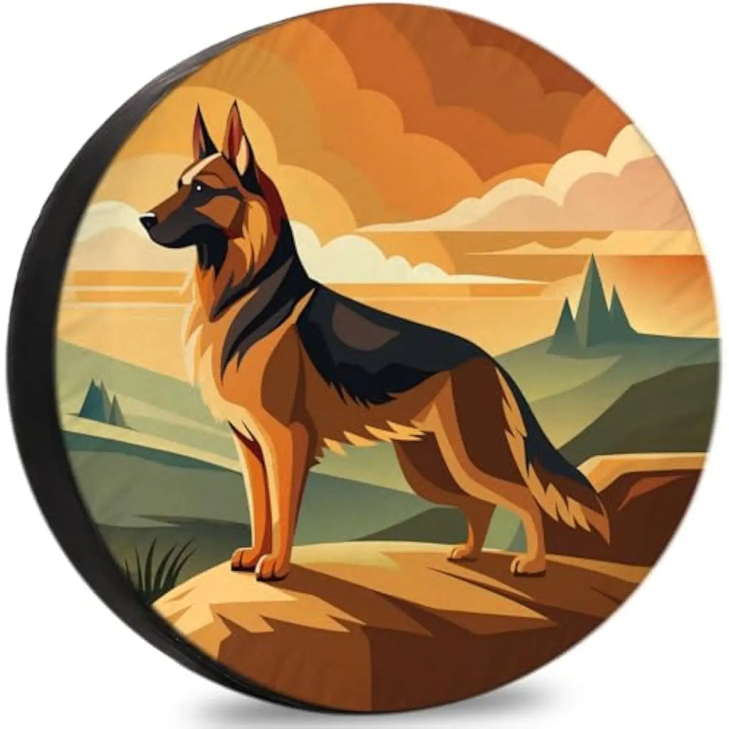 German Shepherd Sunset Spare Tire Cover – Weatherproof 14–17" Spare Tire Cover HIP Acquiesce 17 in