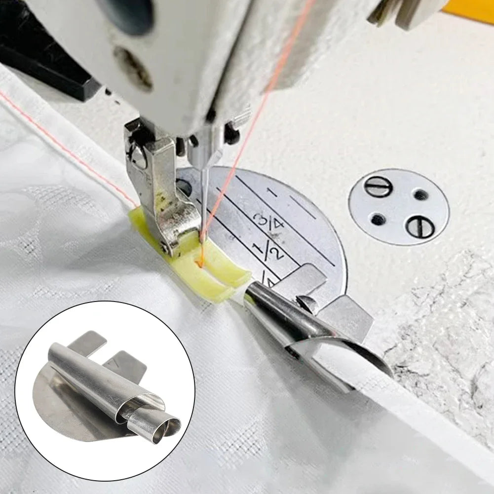 Stainless Steel Sewing Rolled Hemmer Foot 3mm-10mm Durable Sewing Machine Presser Foot DIY Crafts Hemming Puller HIP
