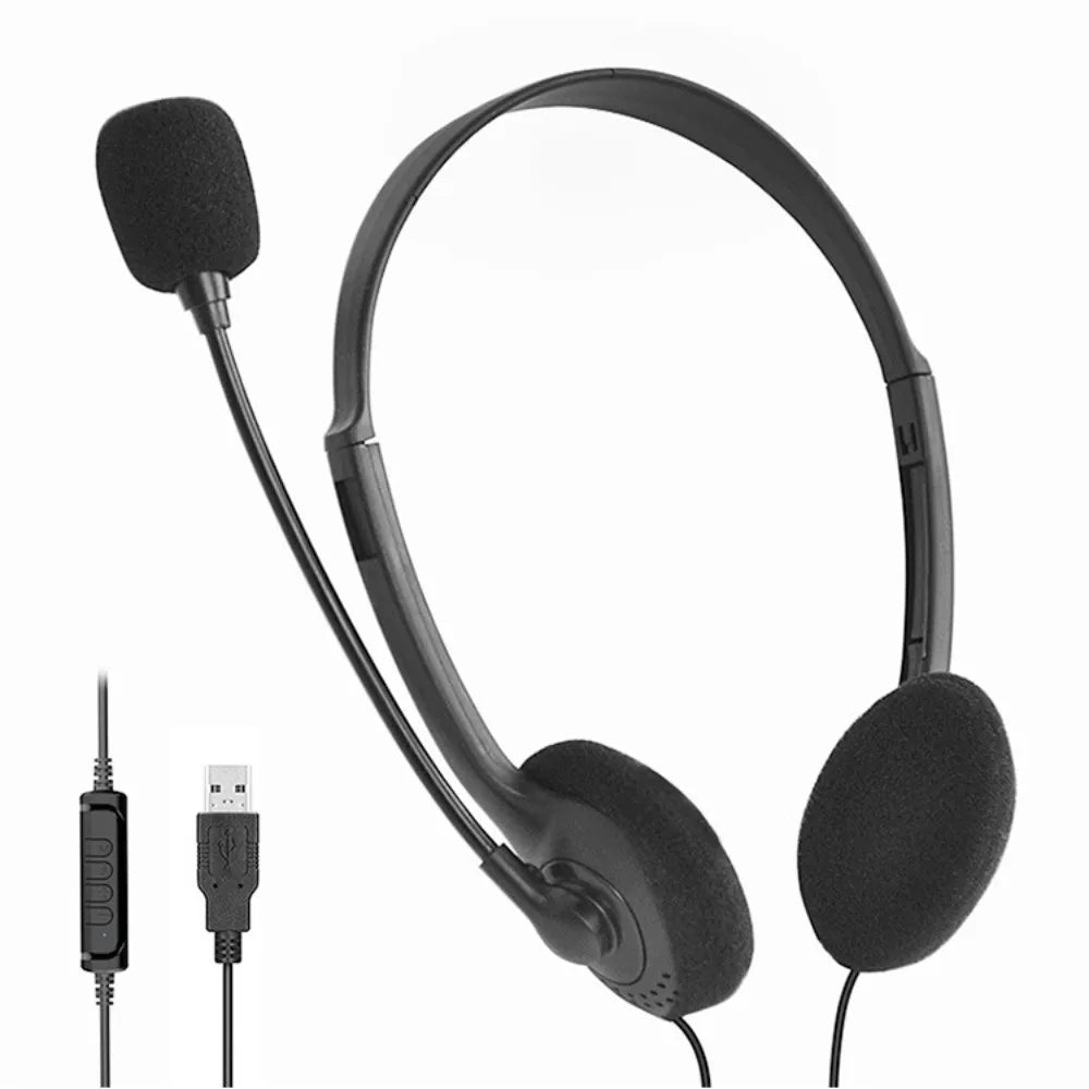 USB Wired Gaming Headset with Noise Cancelling Mic – Black Wired Gaming Headset HIP Black