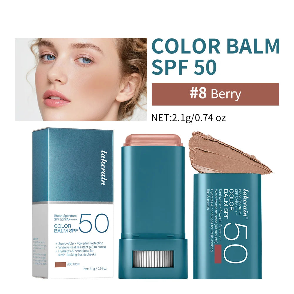 8 Color Balm SPF 50 Mineral Sun Lip & Cheek Tint Hydrating Water Resistant Long Lasting Buildable Blush Natural Makeup HIP 08 Glow
