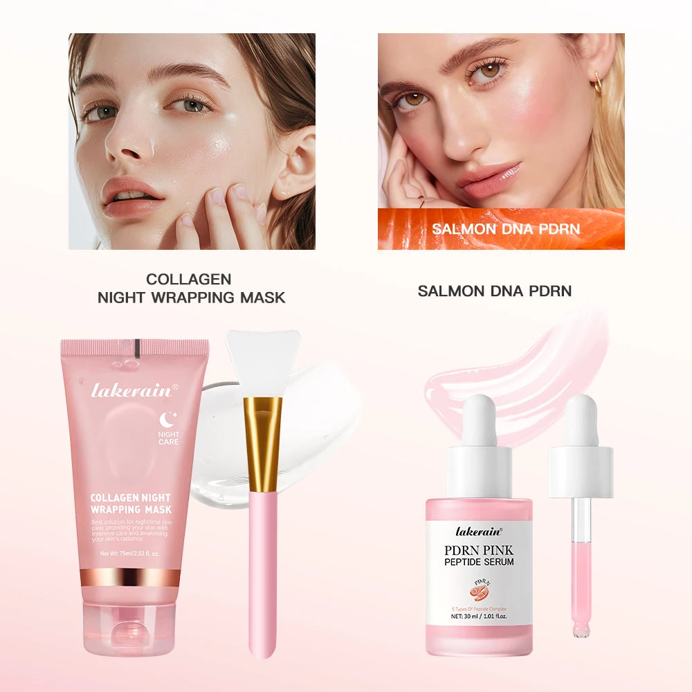 Collagen Wrapping Mask &Salmon DNA PDRN Pink Peptide Serum Pink Glow Serum Remove Skin Darkness Moisturizing Firming Korean Skin HIP mask Salmon DNA PDRN